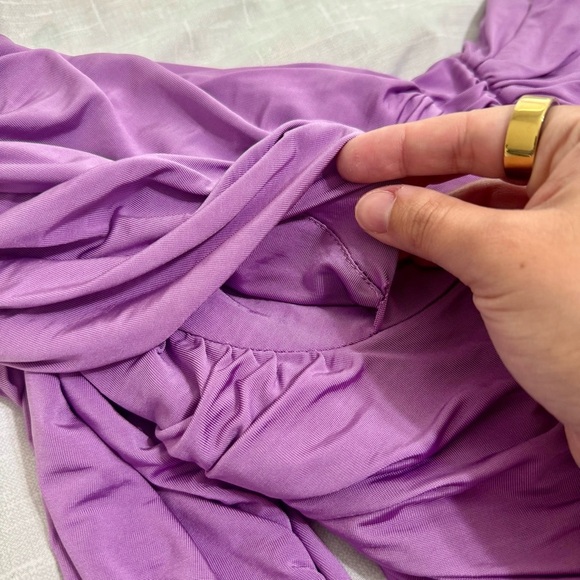 Giuseppe Di Morabito Purple Ruched Off The Shoulder Purple Mini Dress Size 42/M - Picture 11 of 16